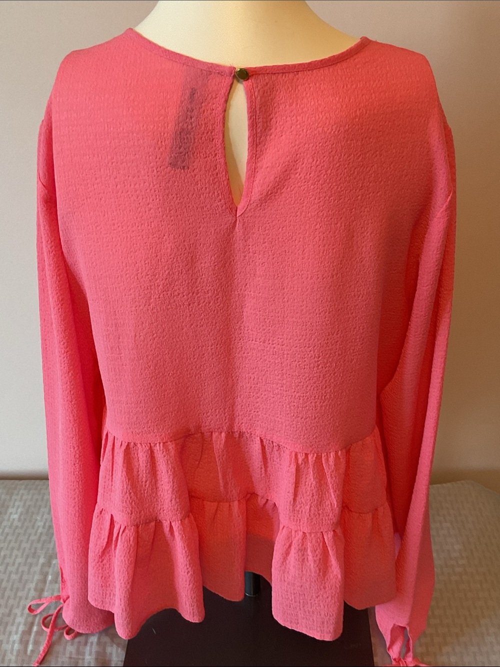 Design Coral Pink Tiered Blouse - Picture 4 of 8